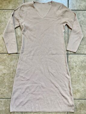 INSPIRE CHIC Dress Size XL Ribbed Knitted Beige Midi Sweater New FAST SHIPPING